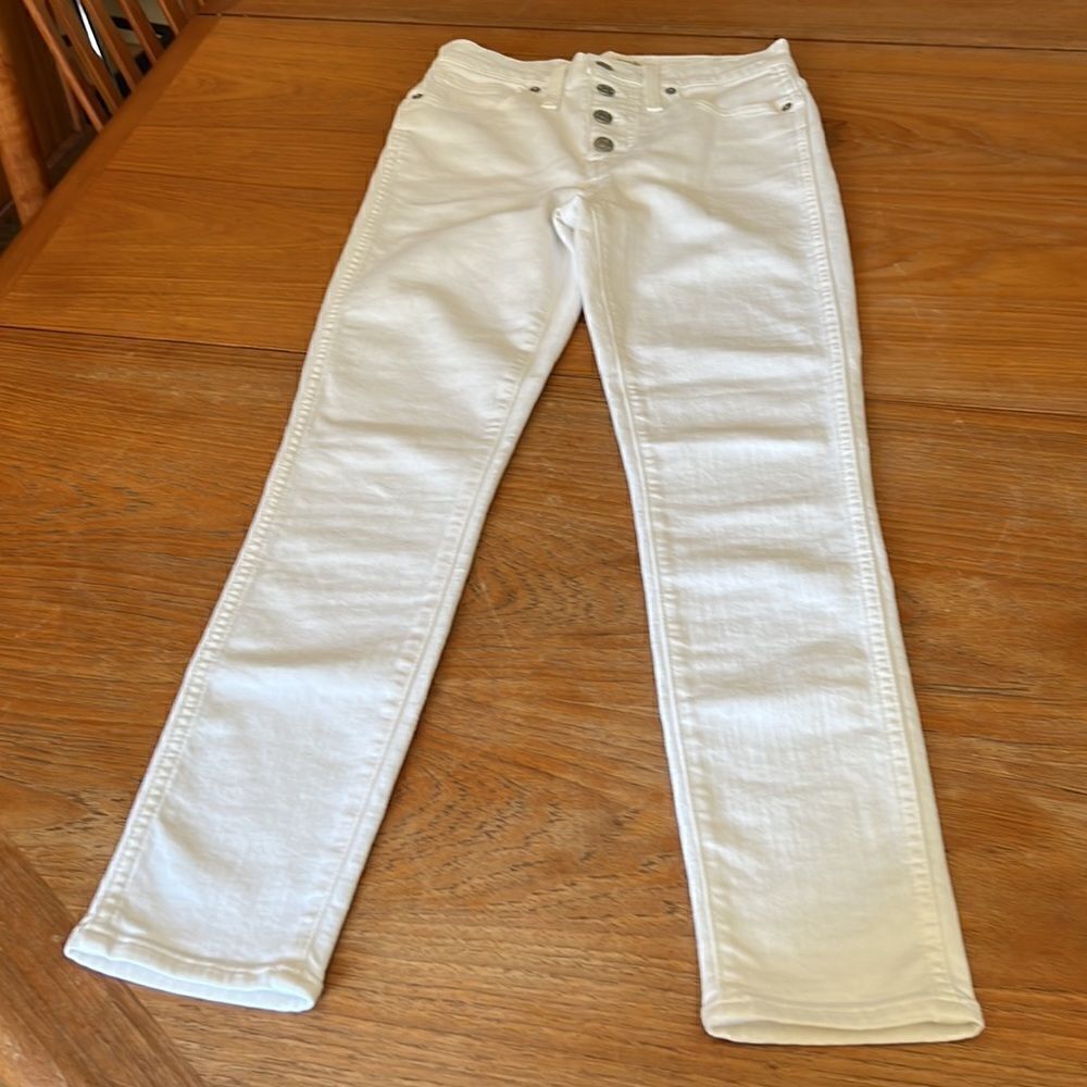 Madewell 10” high rise skinny crop white jeans